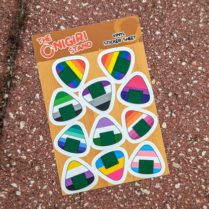 Pride Onigiri Sticker Sheet (11 stickers)